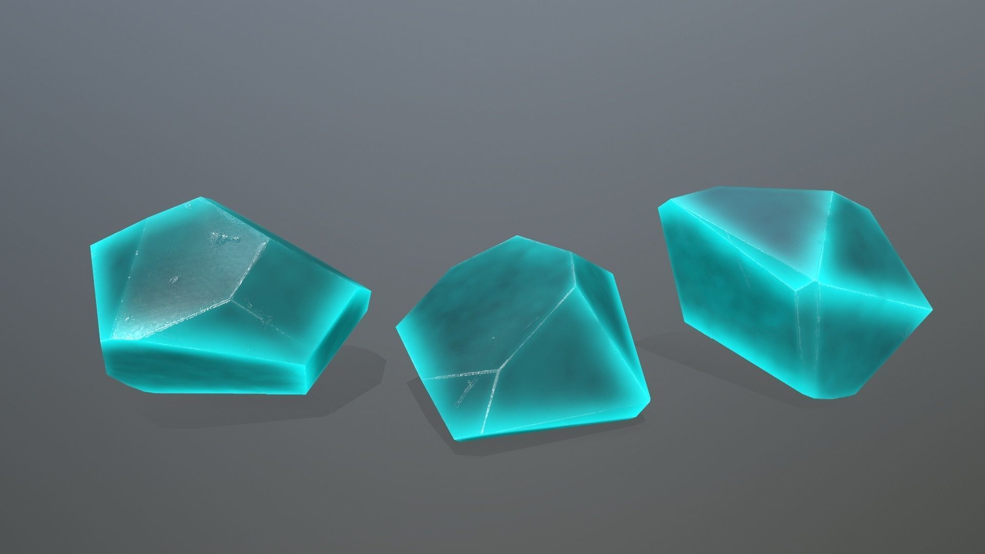 Crystal Set of turquoise crystals Low-poly 3D model_7