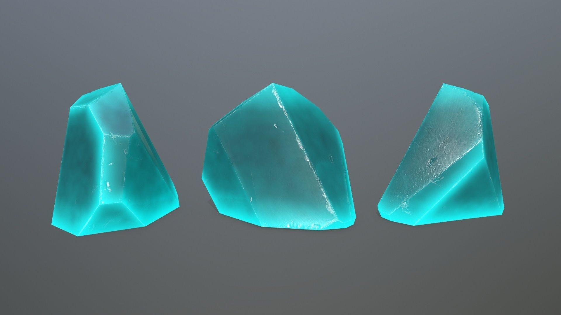 Crystal Set of turquoise crystals Low-poly 3D model_8