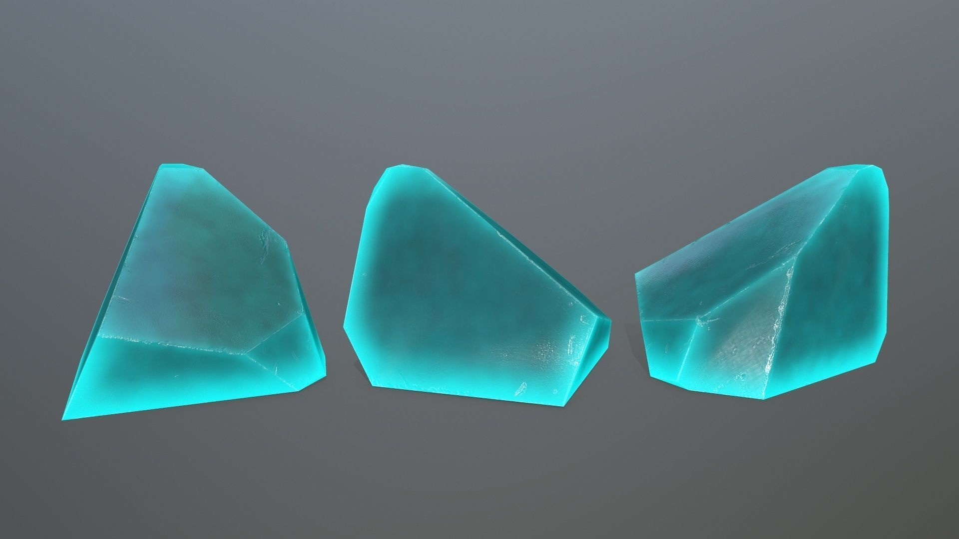 Crystal Set of turquoise crystals Low-poly 3D model_4