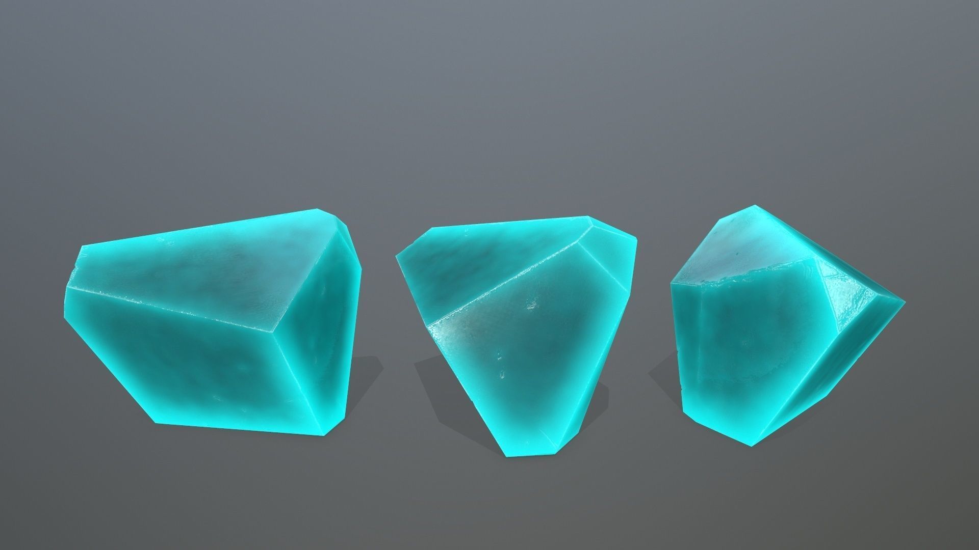 Crystal Set of turquoise crystals Low-poly 3D model_10