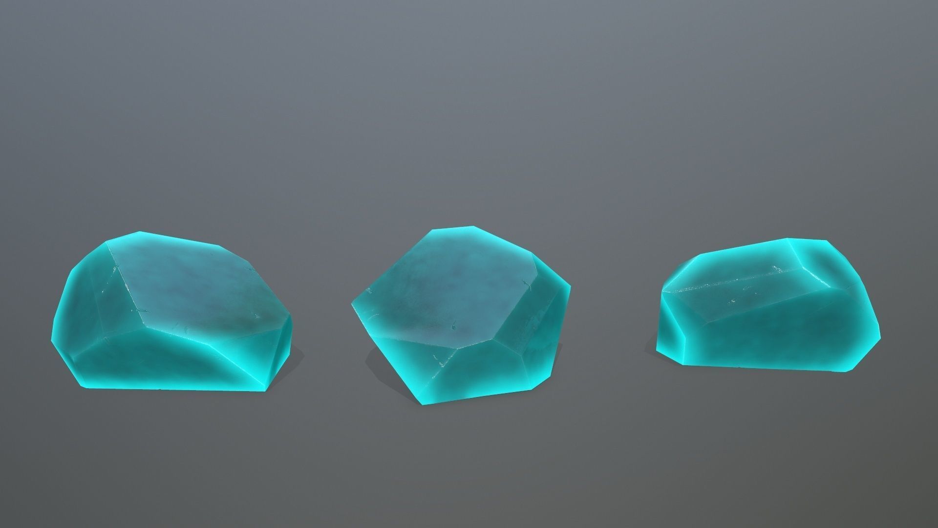 Crystal Set of turquoise crystals Low-poly 3D model_9