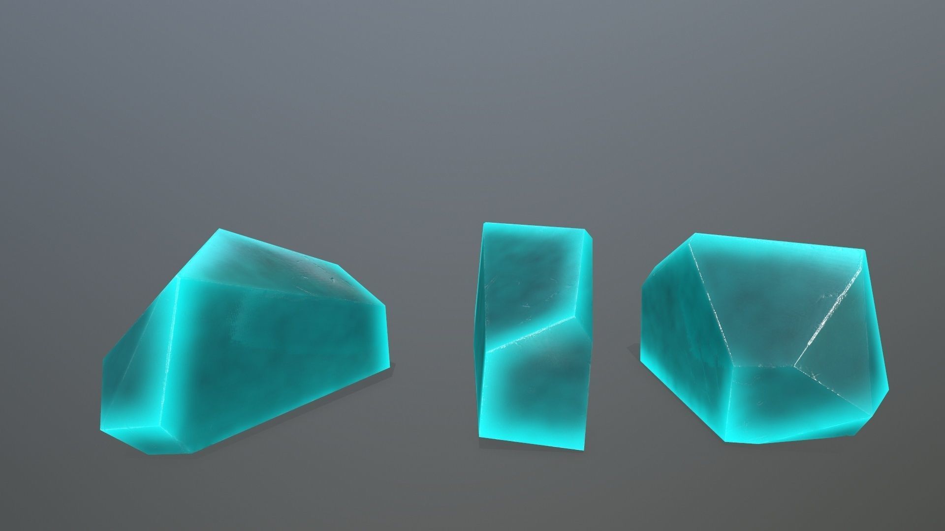 Crystal Set of turquoise crystals Low-poly 3D model_5