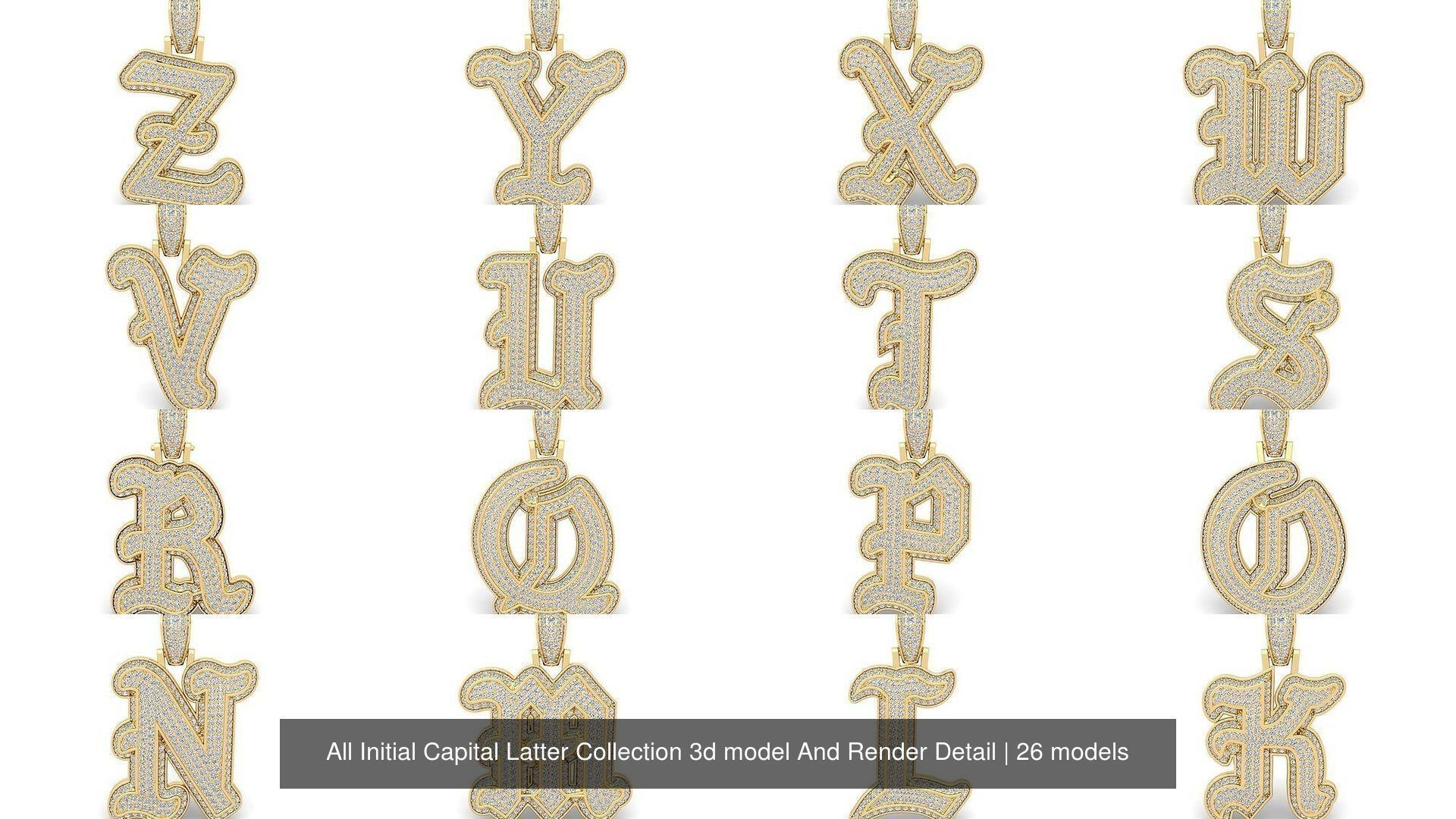 All Initial Capital Latter Collection 3d model And Render Detail _2