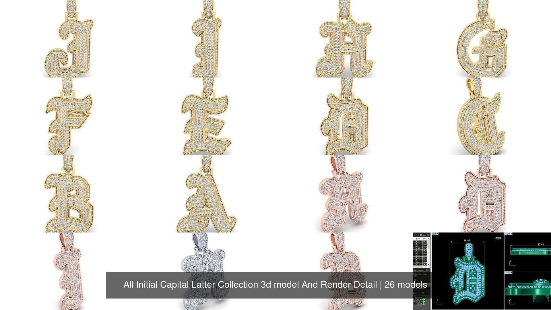 All Initial Capital Latter Collection 3d model And Render Detail _3