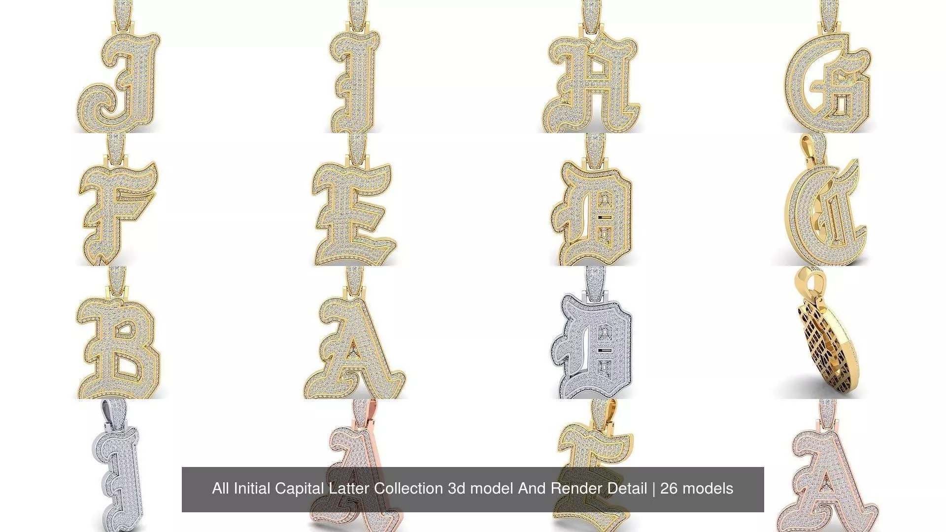 All Initial Capital Latter Collection 3d model And Render Detail _0