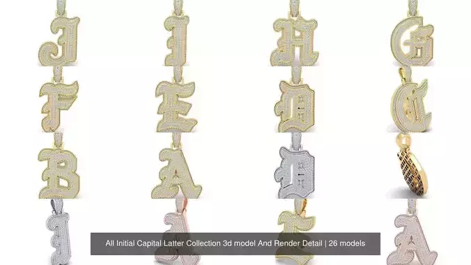 All Initial Capital Latter Collection 3d model And Render Detail