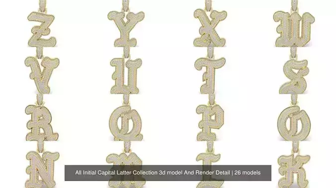 All Initial Capital Latter Collection 3d model And Render Detail