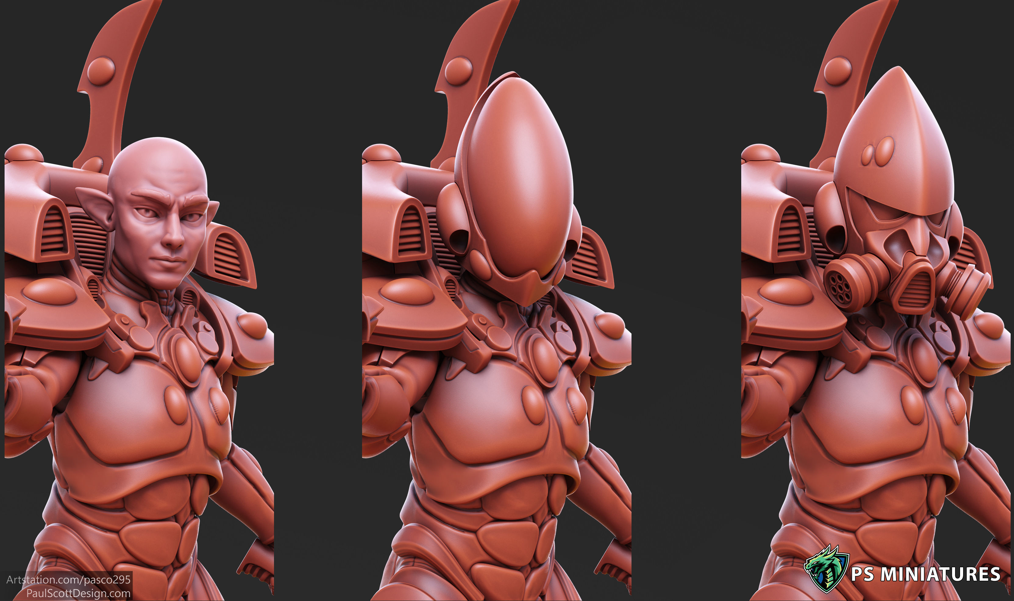 Space Elf Male Soldier Pose 1 - 8 Variants 3D print model_1