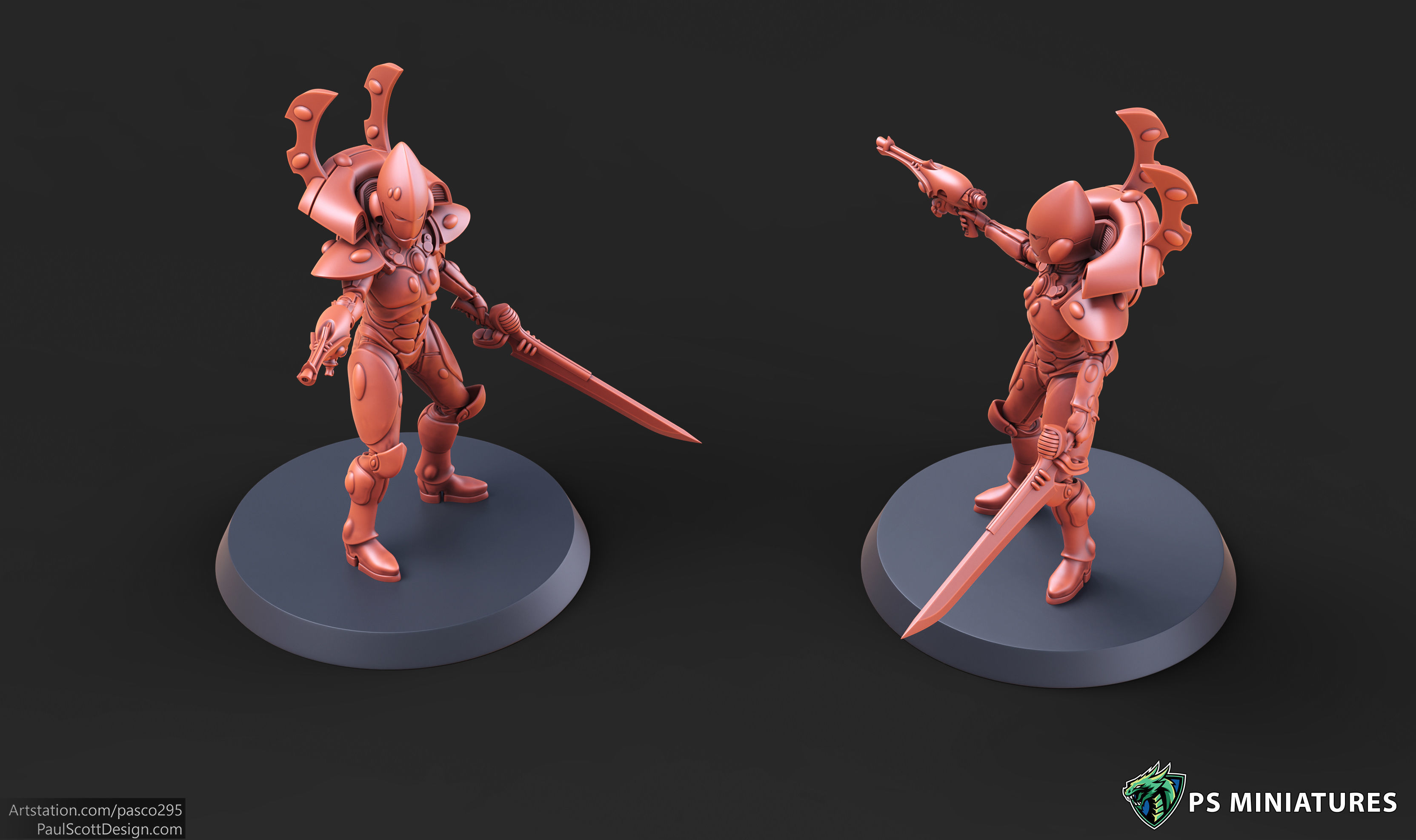 Space Elf Male Soldier Pose 1 - 8 Variants 3D print model_3