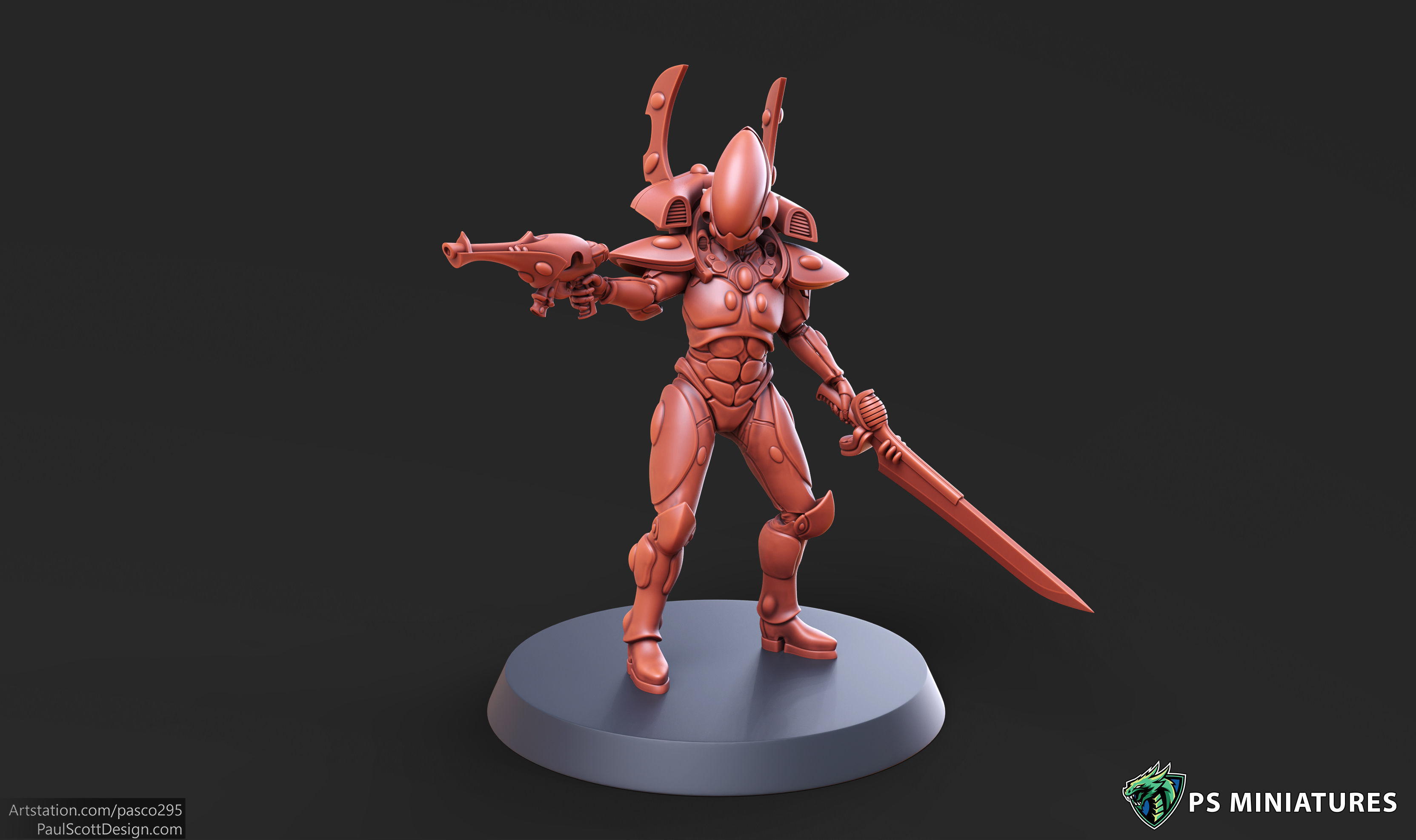 Space Elf Male Soldier Pose 1 - 8 Variants 3D print model_8