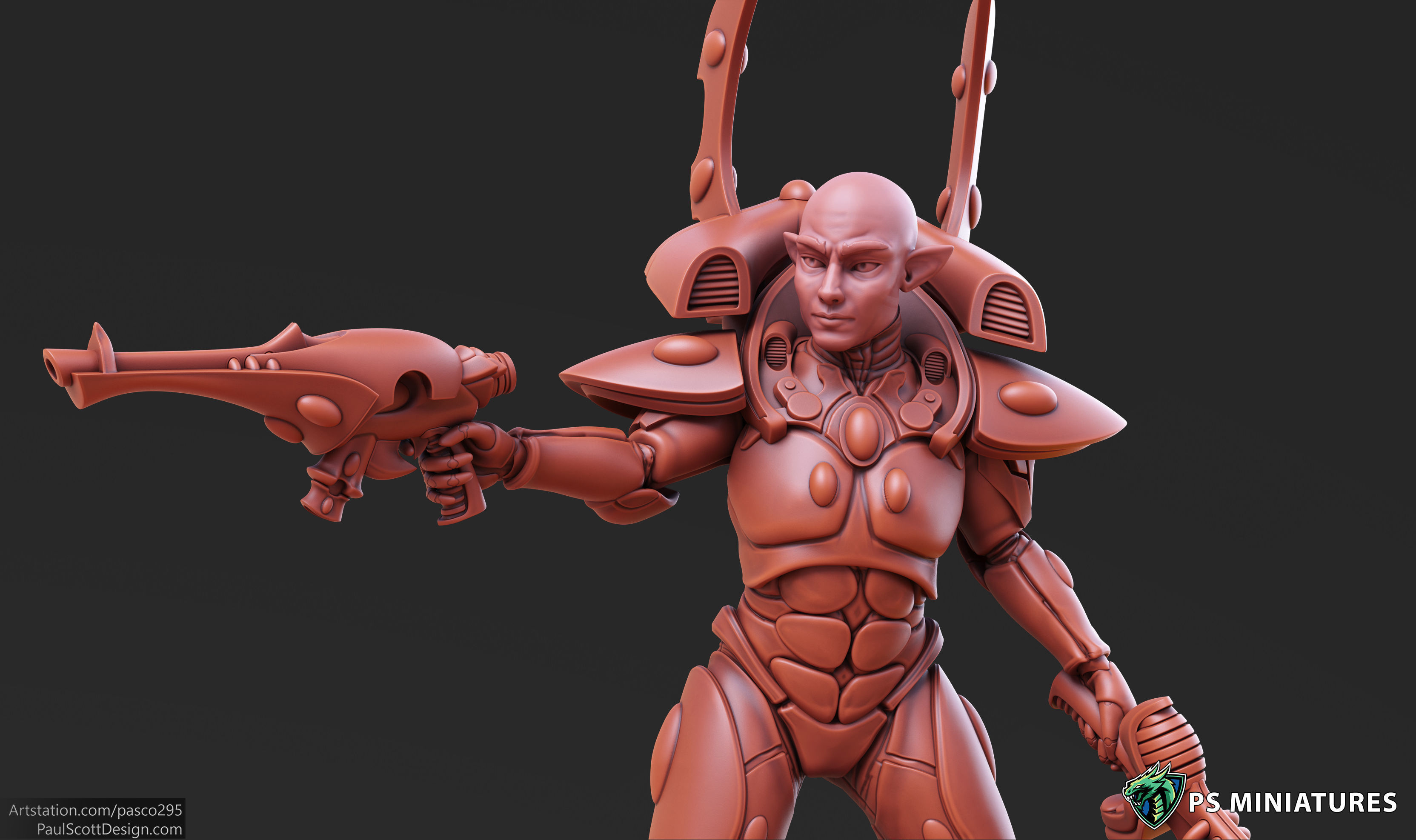 Space Elf Male Soldier Pose 1 - 8 Variants 3D print model_6