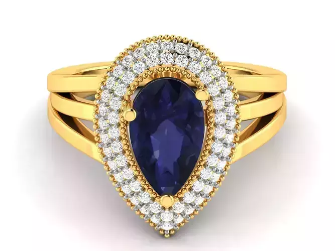 Solitaire Wedding Engagement Women Pear Ring 3dm STL OBJ FBX  3D print model