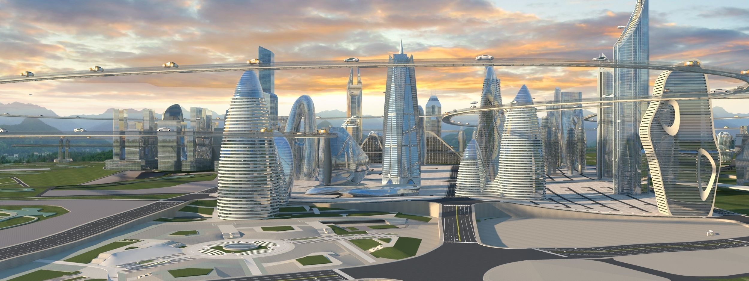 futuristic city 3D model_3