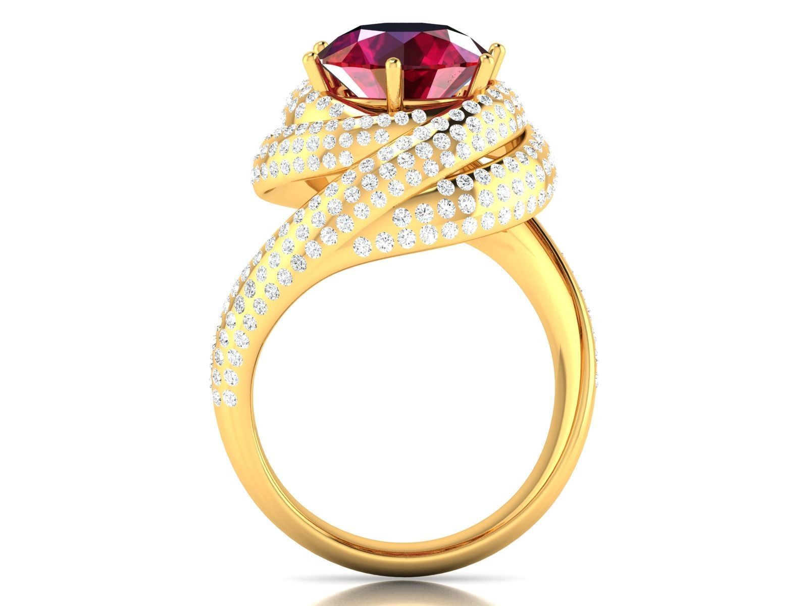 Solitaire Wedding Engagement Women Ring 3dm STL OBJ FBX Render 3D print model_4