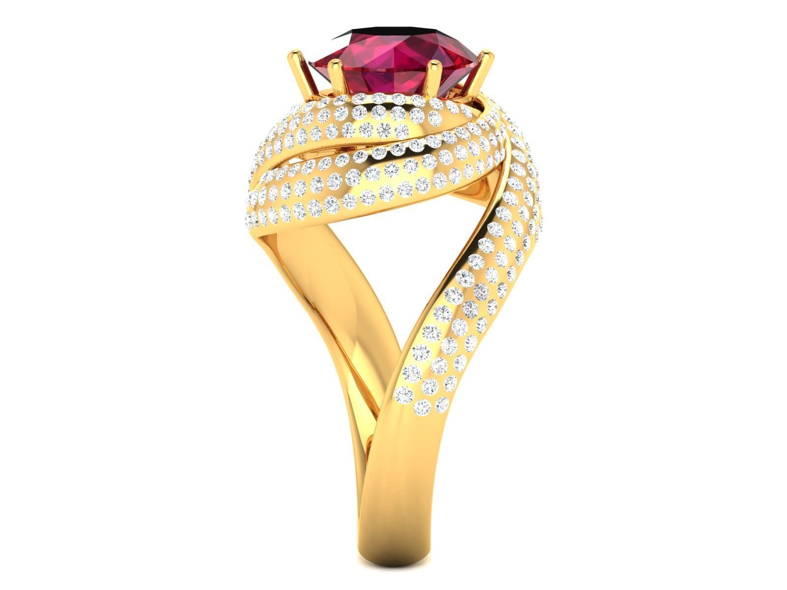 Solitaire Wedding Engagement Women Ring 3dm STL OBJ FBX Render 3D print model_6