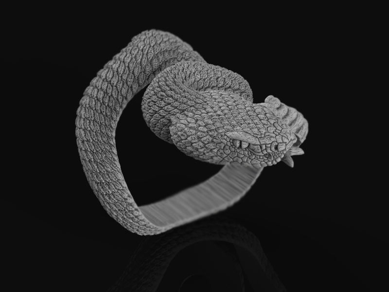 Rattlesnake ring 3d model for 3d printing 3D print model 3D print model_3