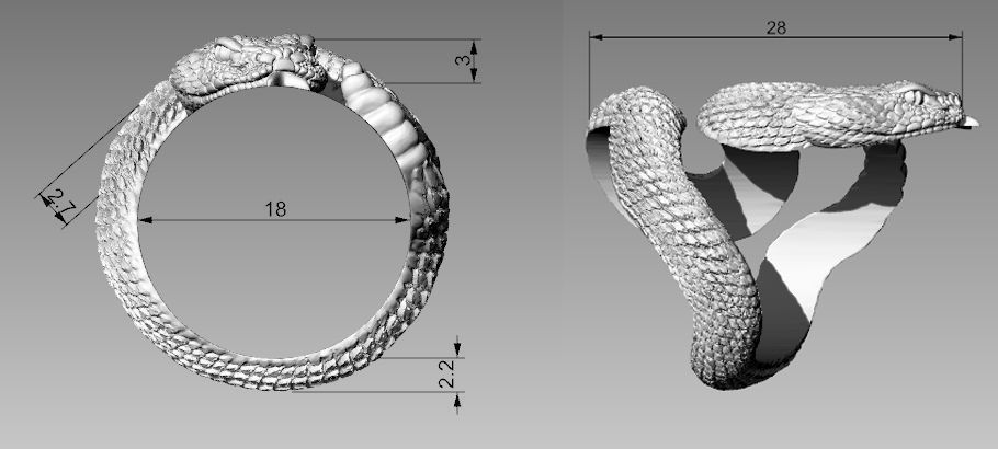 Rattlesnake ring 3d model for 3d printing 3D print model 3D print model_14