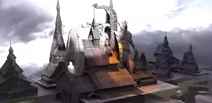 Viking Valhalla Halls 3D model