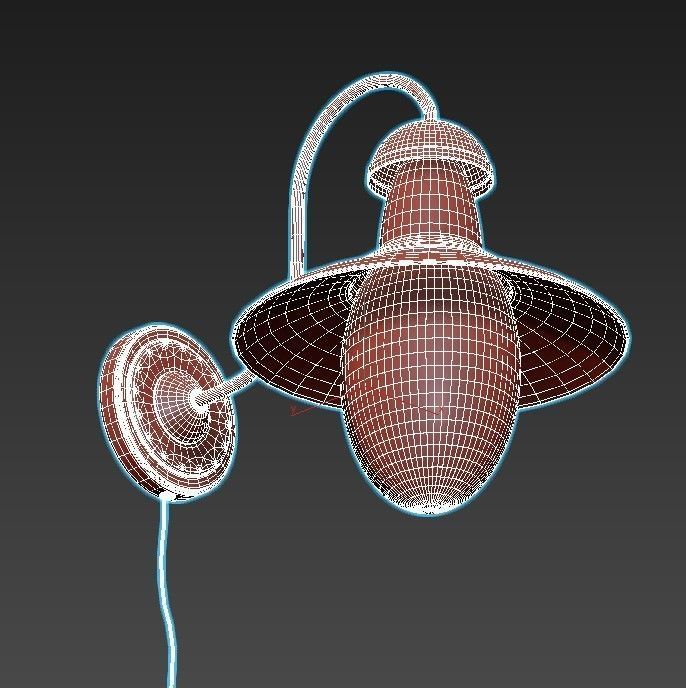 fisherman-a5518ap-1rb copper wall light with glass shade 3D model_2