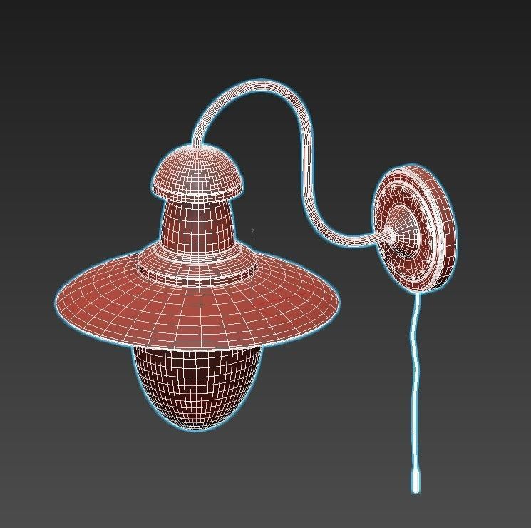 fisherman-a5518ap-1rb copper wall light with glass shade 3D model_5