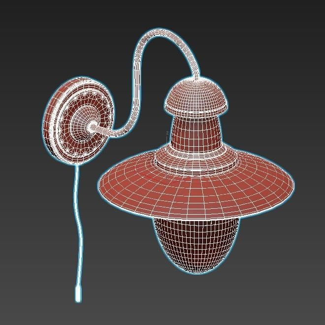 fisherman-a5518ap-1rb copper wall light with glass shade 3D model_4