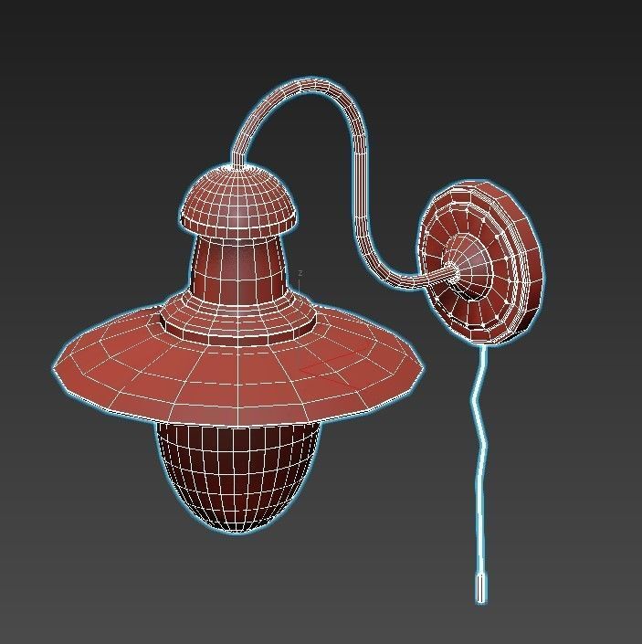 fisherman-a5518ap-1rb copper wall light with glass shade 3D model_7