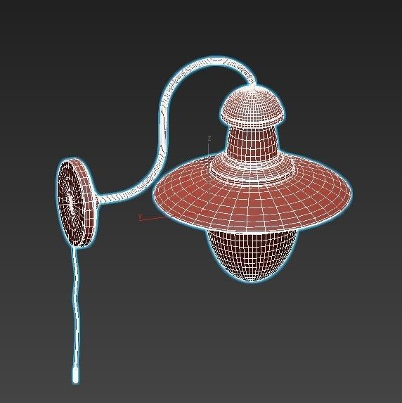 fisherman-a5518ap-1rb copper wall light with glass shade 3D model_3