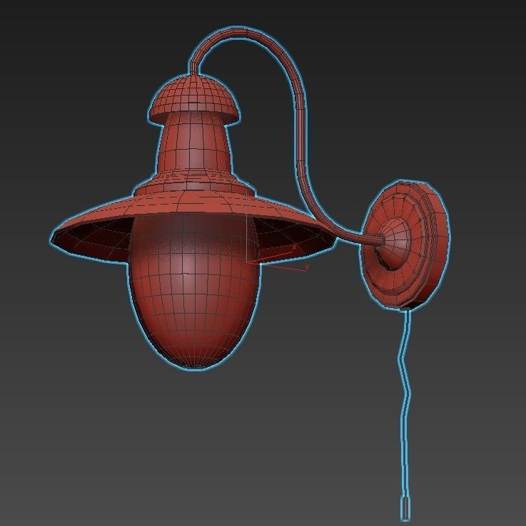 fisherman-a5518ap-1rb copper wall light with glass shade 3D model_6