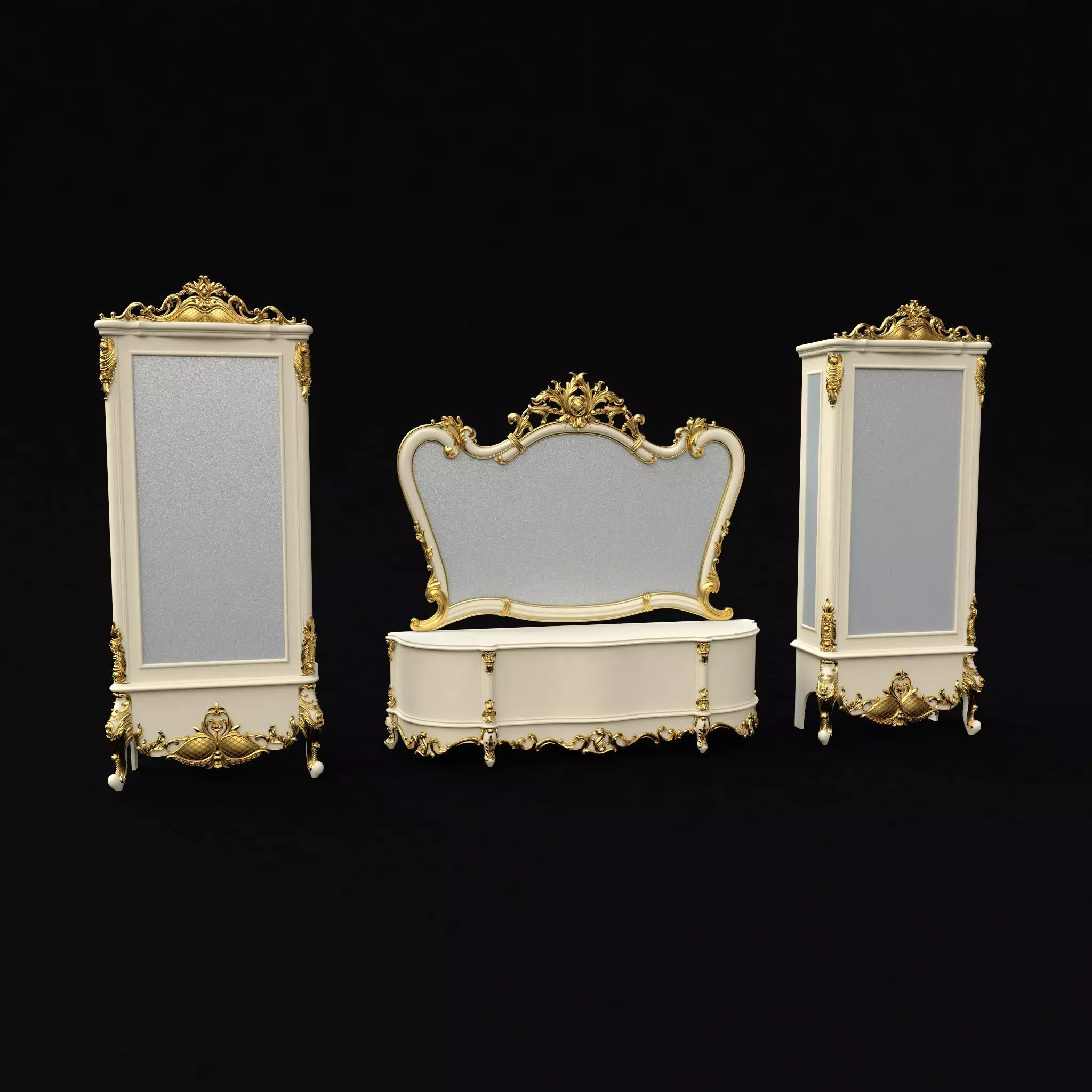 sideboard and stand and mirror three in one 3D model_0