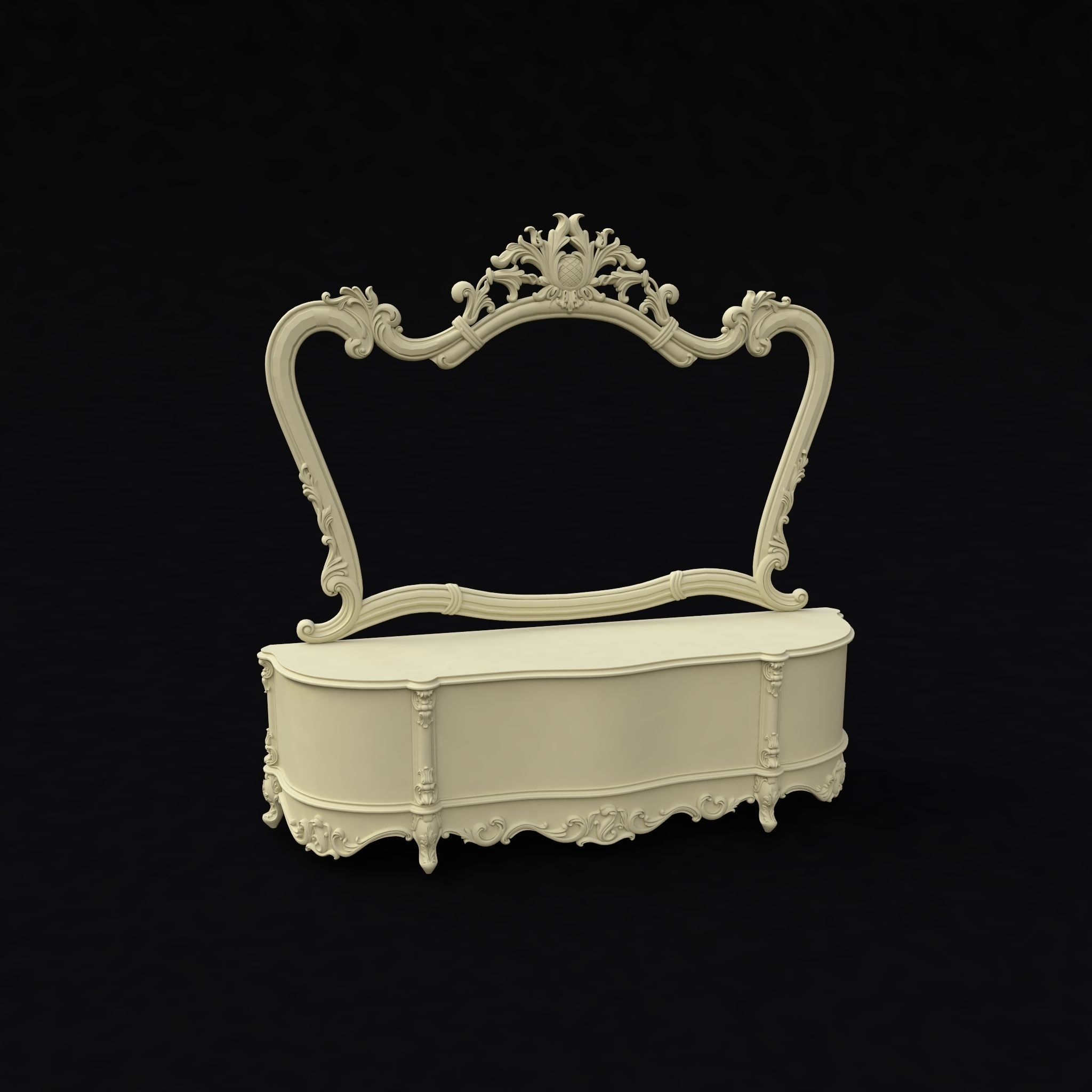 sideboard and stand and mirror three in one 3D model_1