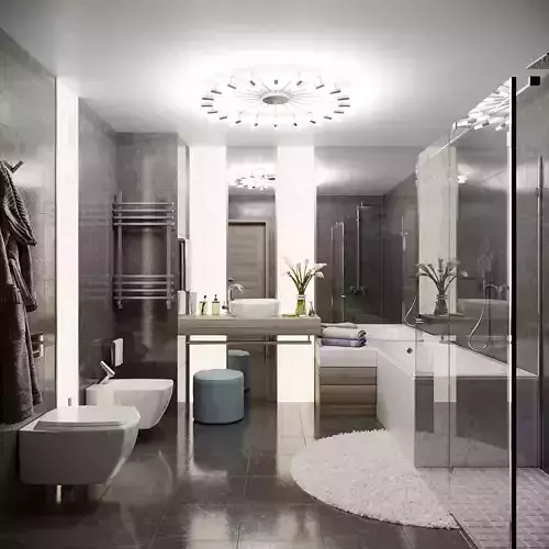 Bathroom modern with bathtub and shower