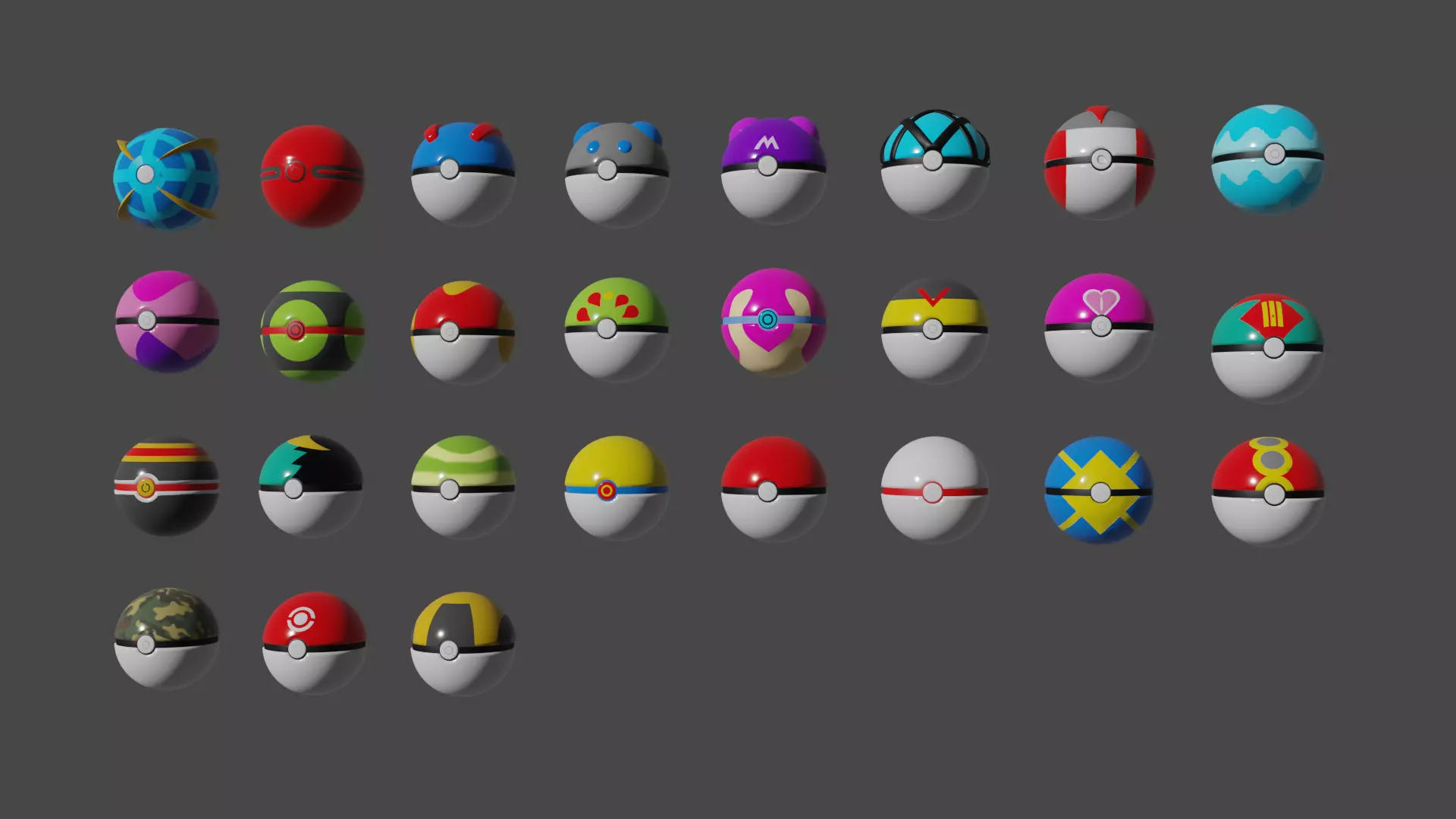 Pokeballs pokemon ball Free 3D model