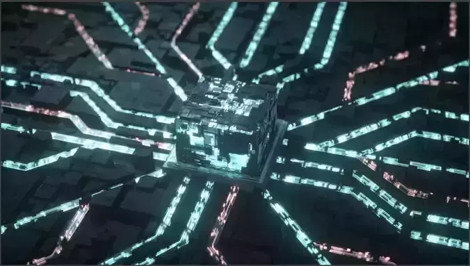 Block technology chip 3D model