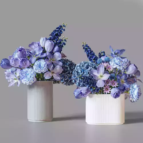 Flower Set 031 Blue Flowers 3D model