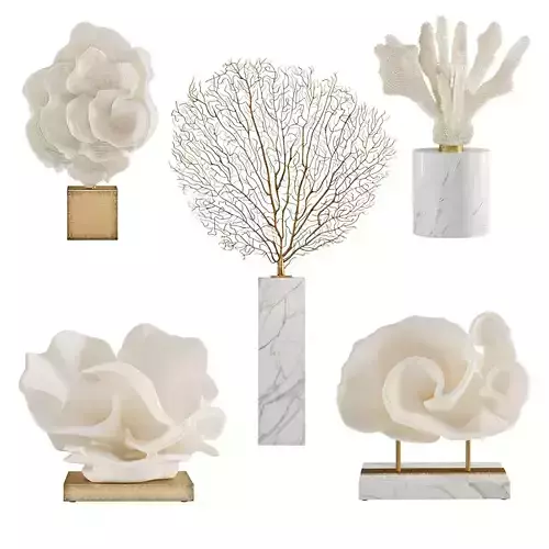 Coral Set 5 in marble vase