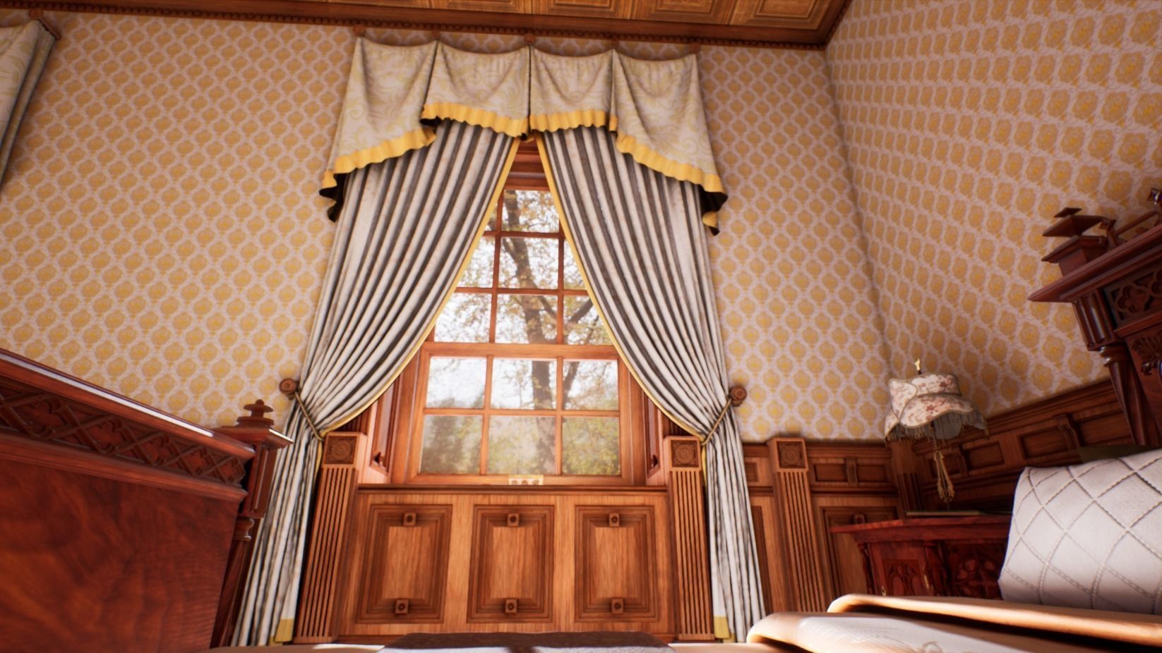 Victorian bedroom interior 3D model_44