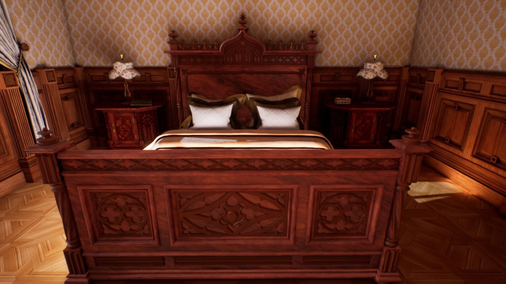 Victorian bedroom interior 3D model_9