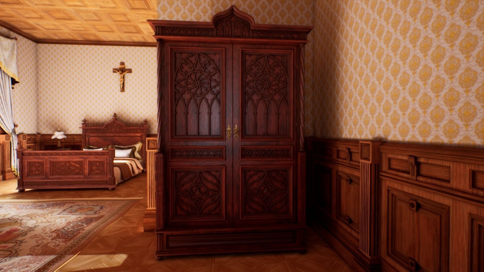 Victorian bedroom interior 3D model_36