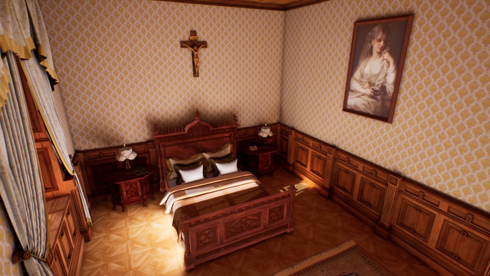 Victorian bedroom interior 3D model_3
