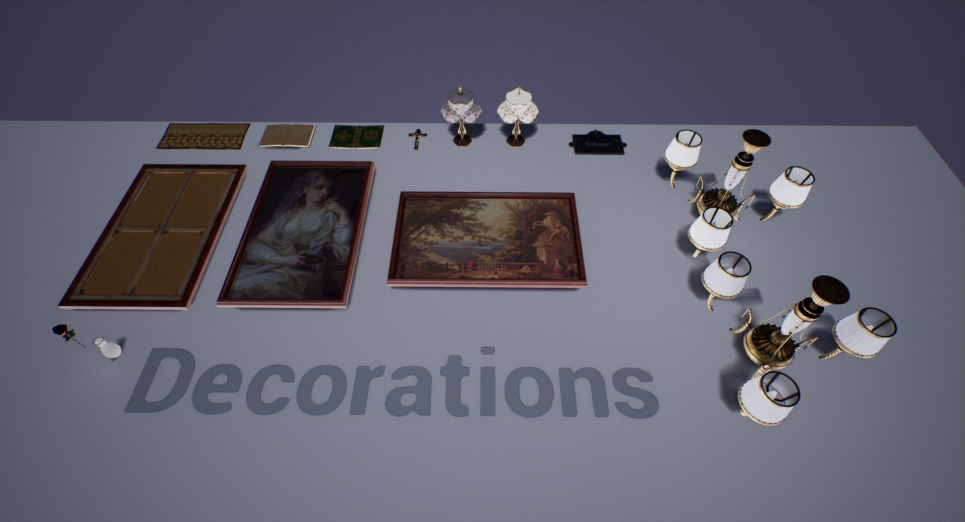 Victorian bedroom interior 3D model_68