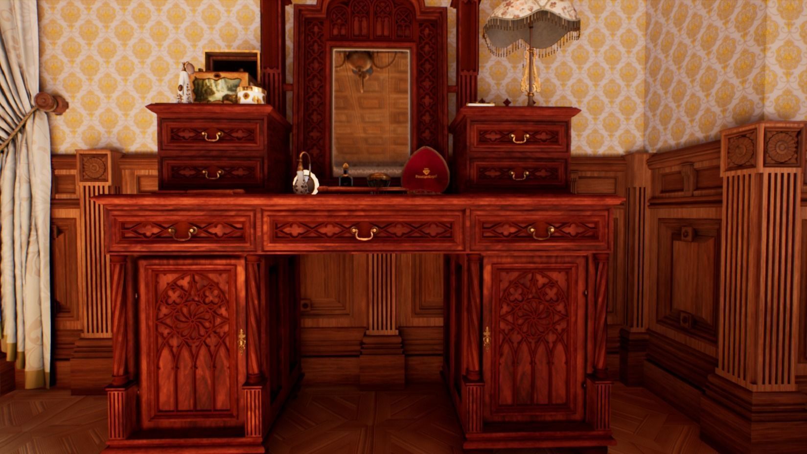 Victorian bedroom interior 3D model_16