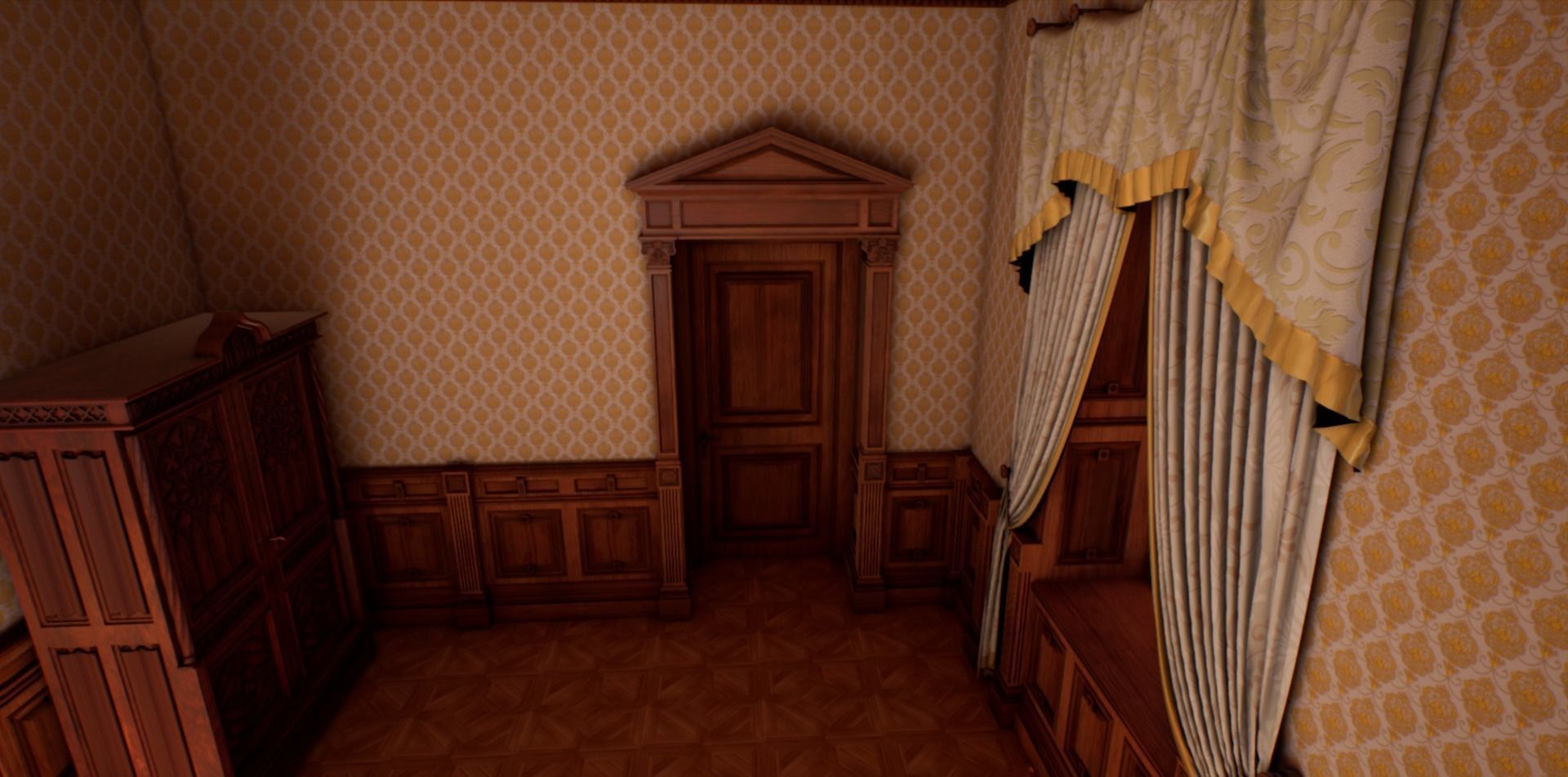 Victorian bedroom interior 3D model_48