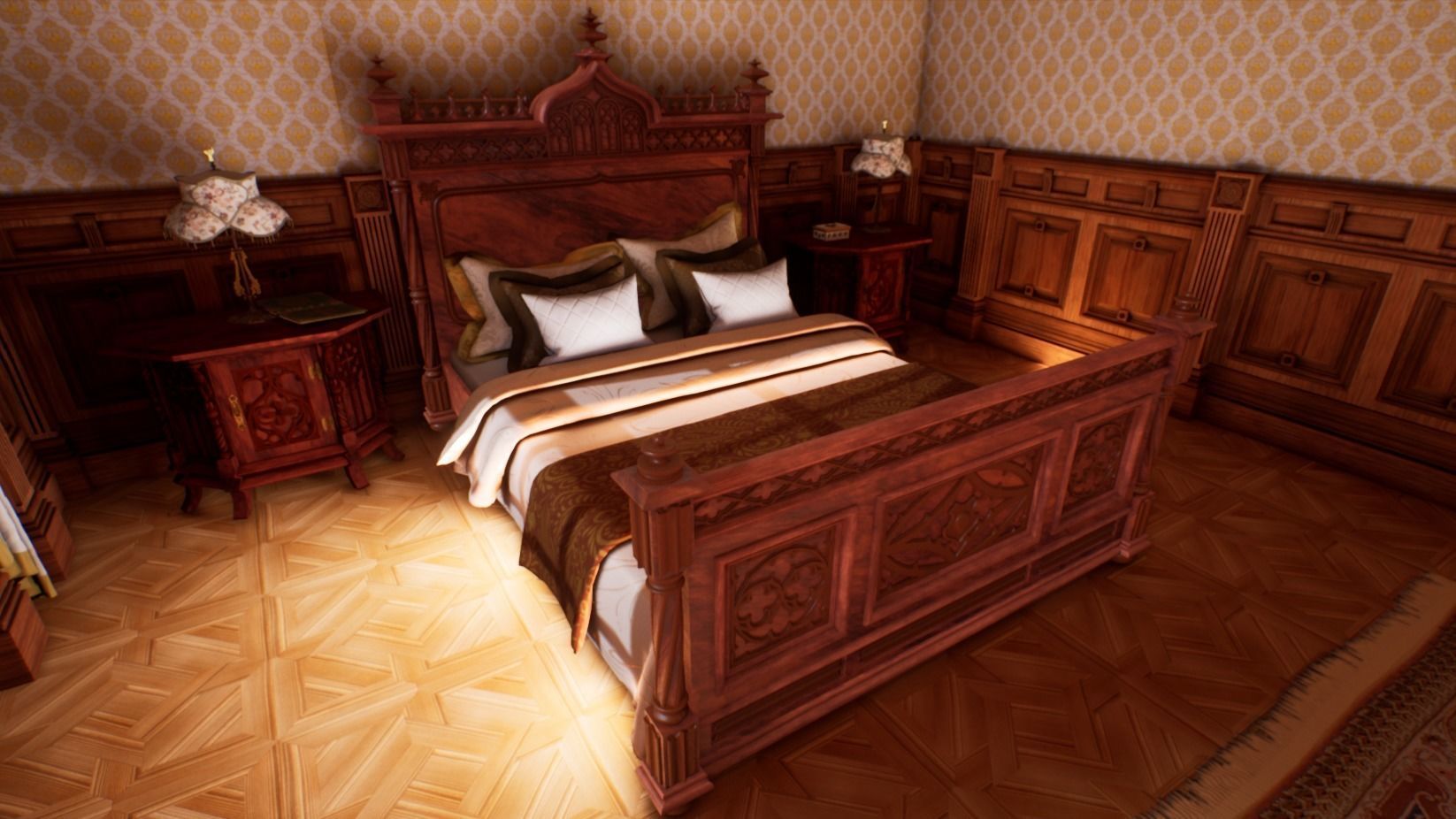 Victorian bedroom interior 3D model_7