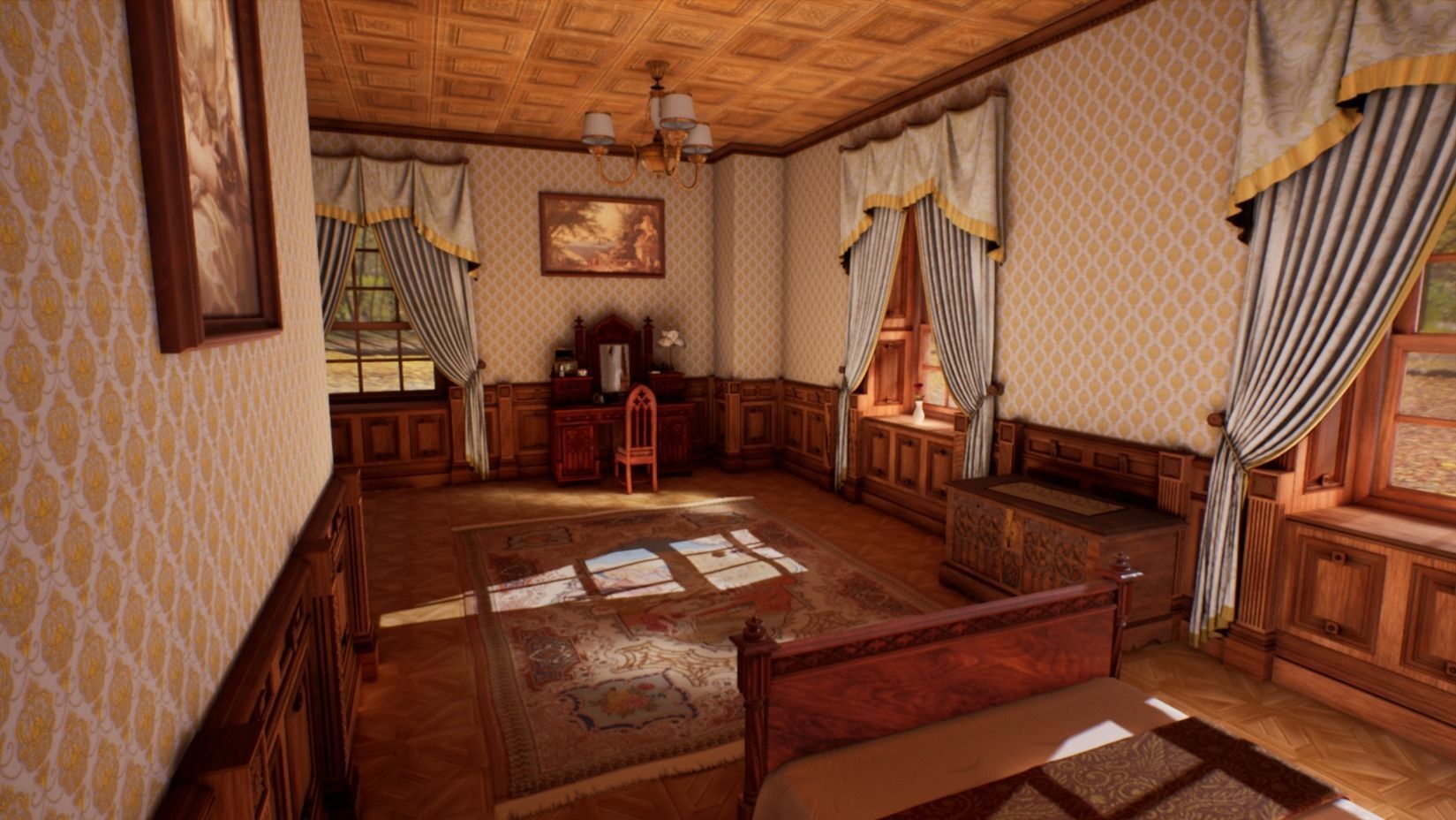 Victorian bedroom interior 3D model_6