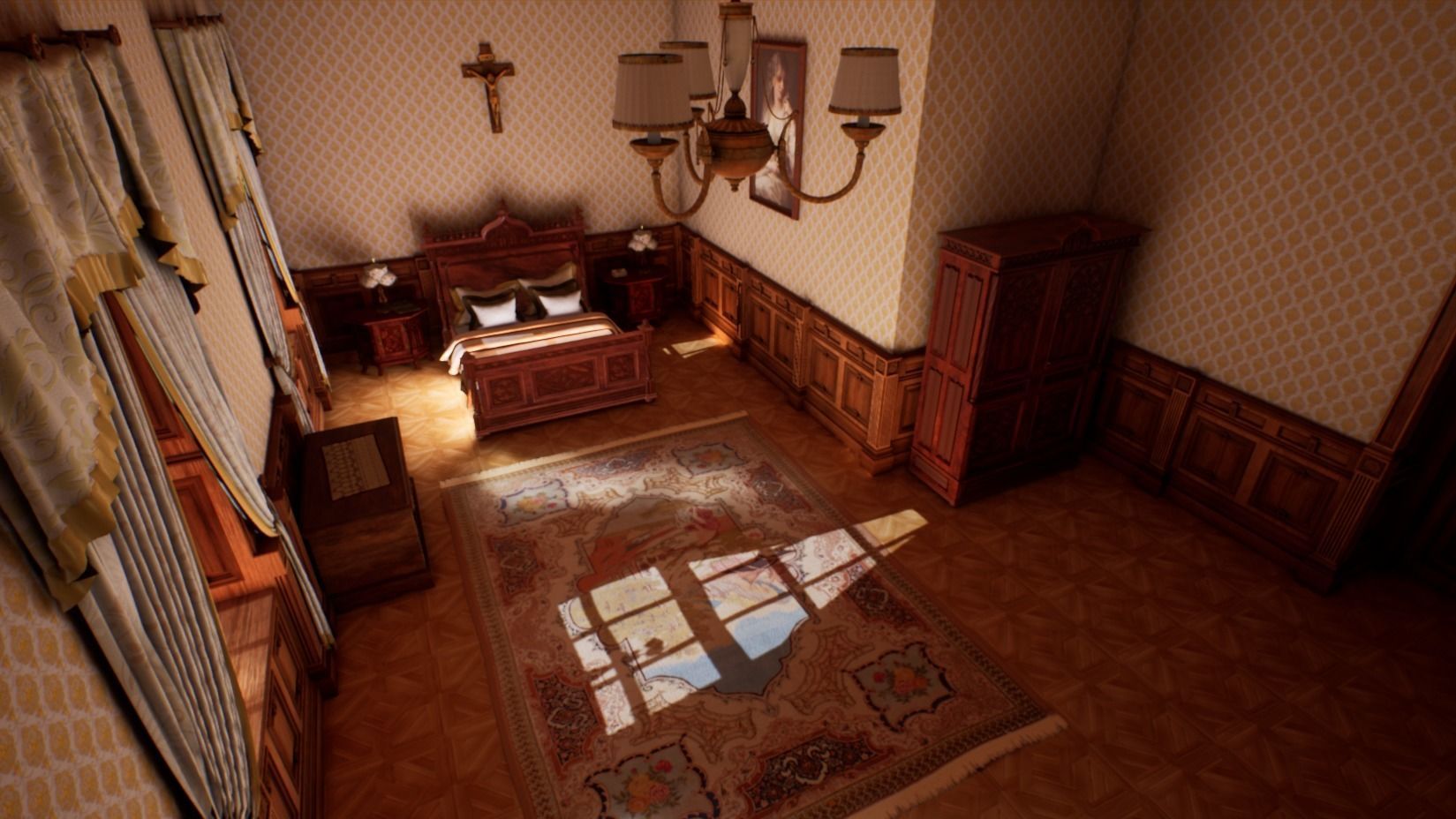 Victorian bedroom interior 3D model_4