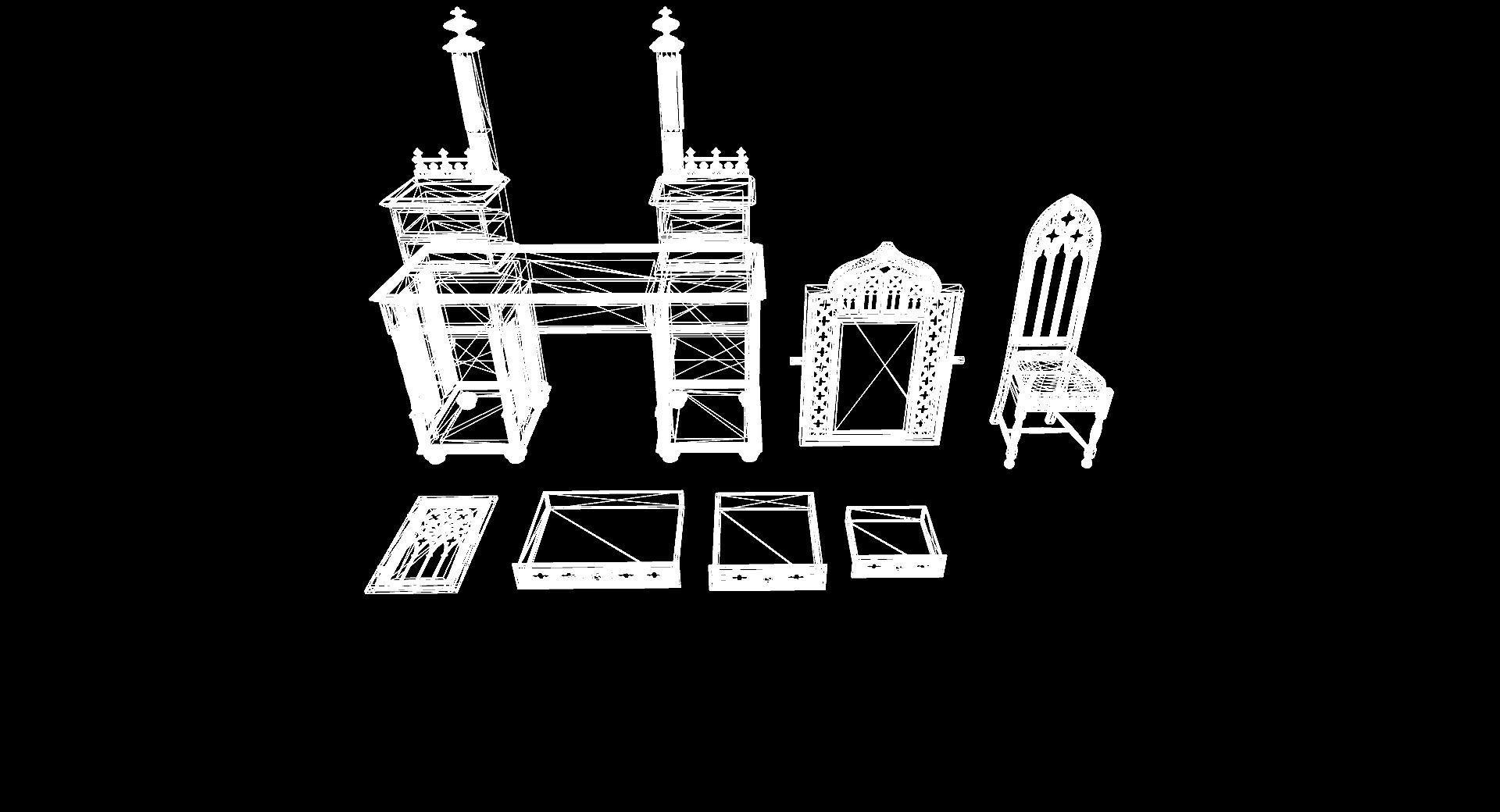 Victorian bedroom interior 3D model_65