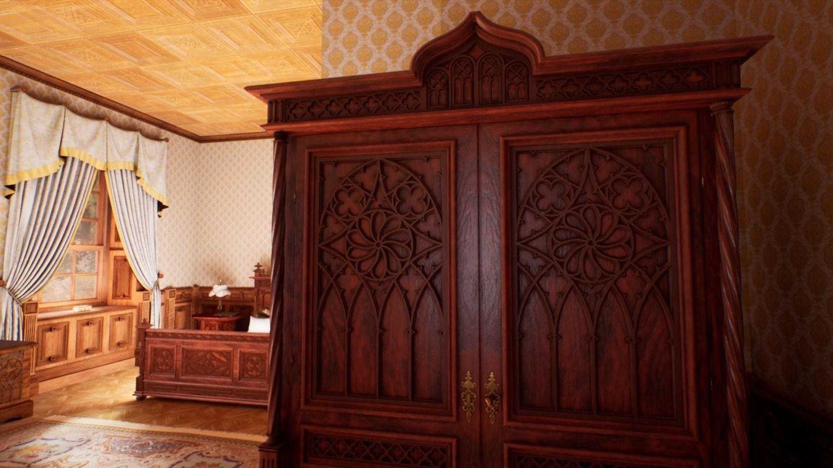 Victorian bedroom interior 3D model_37