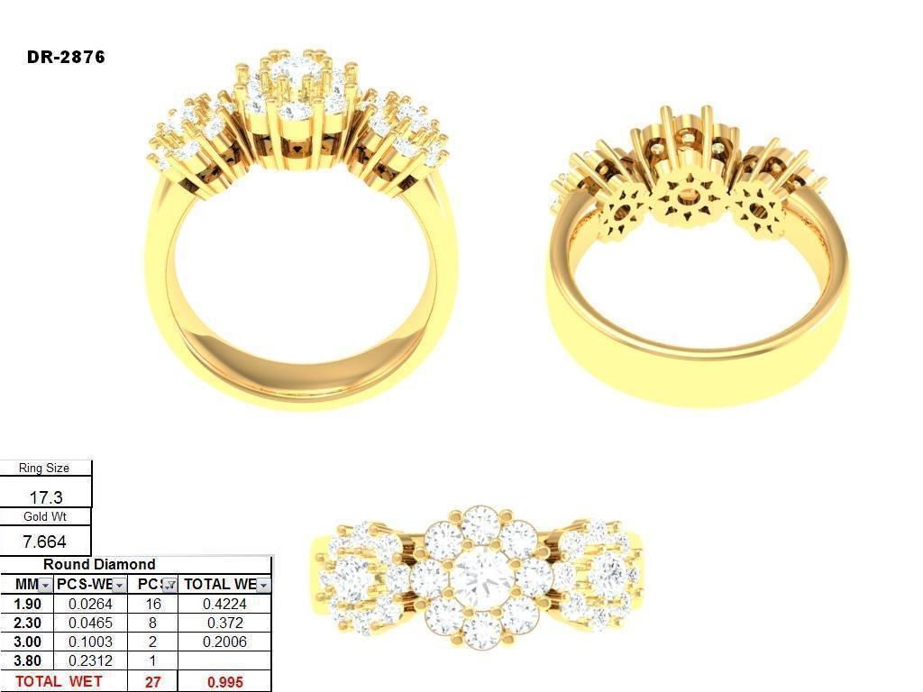 Women Ring 3dm STL OBJ FBX Render Details 3D print model_9