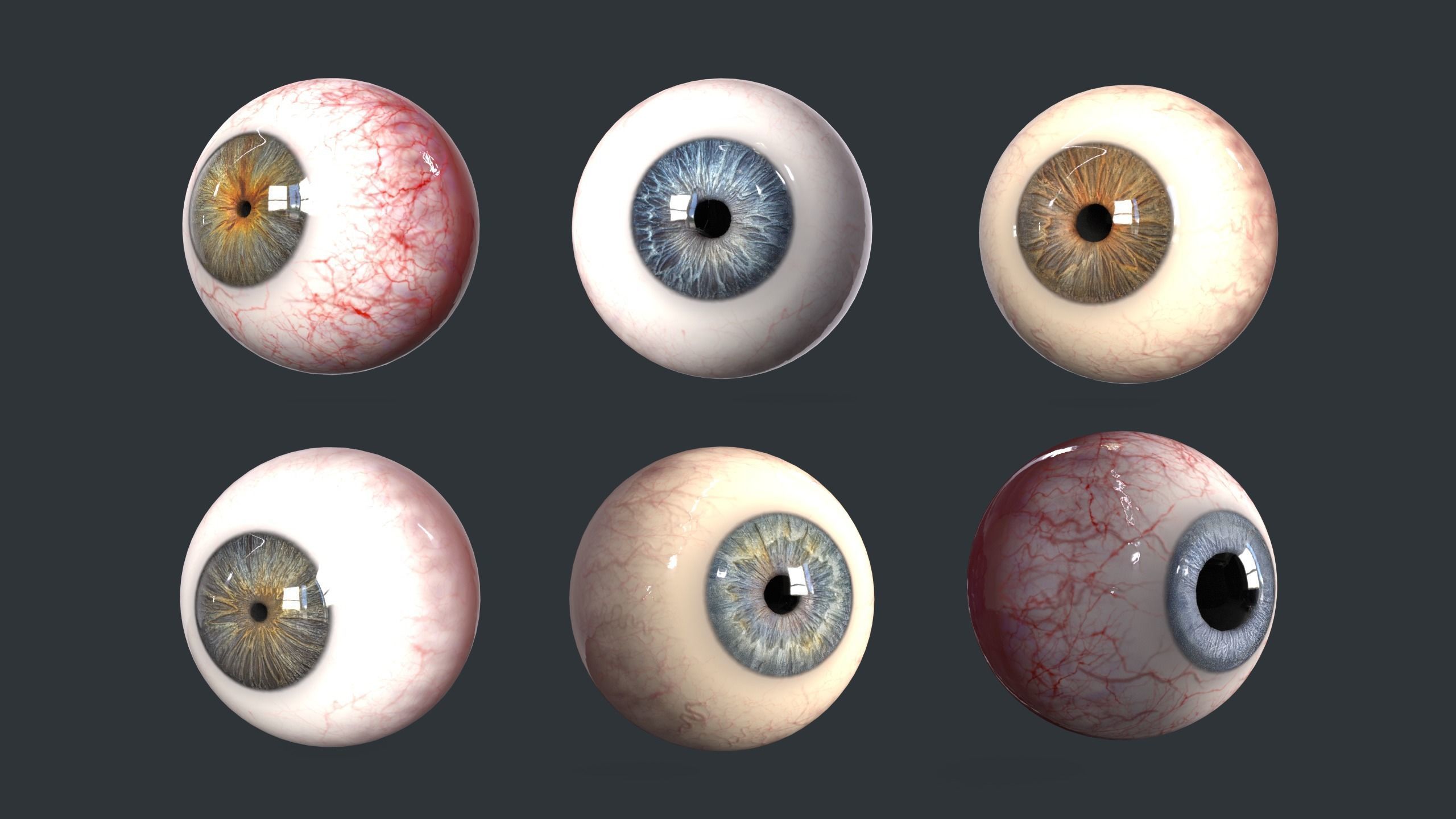 Low poly Eyes collection three human Low-poly 3D model_2
