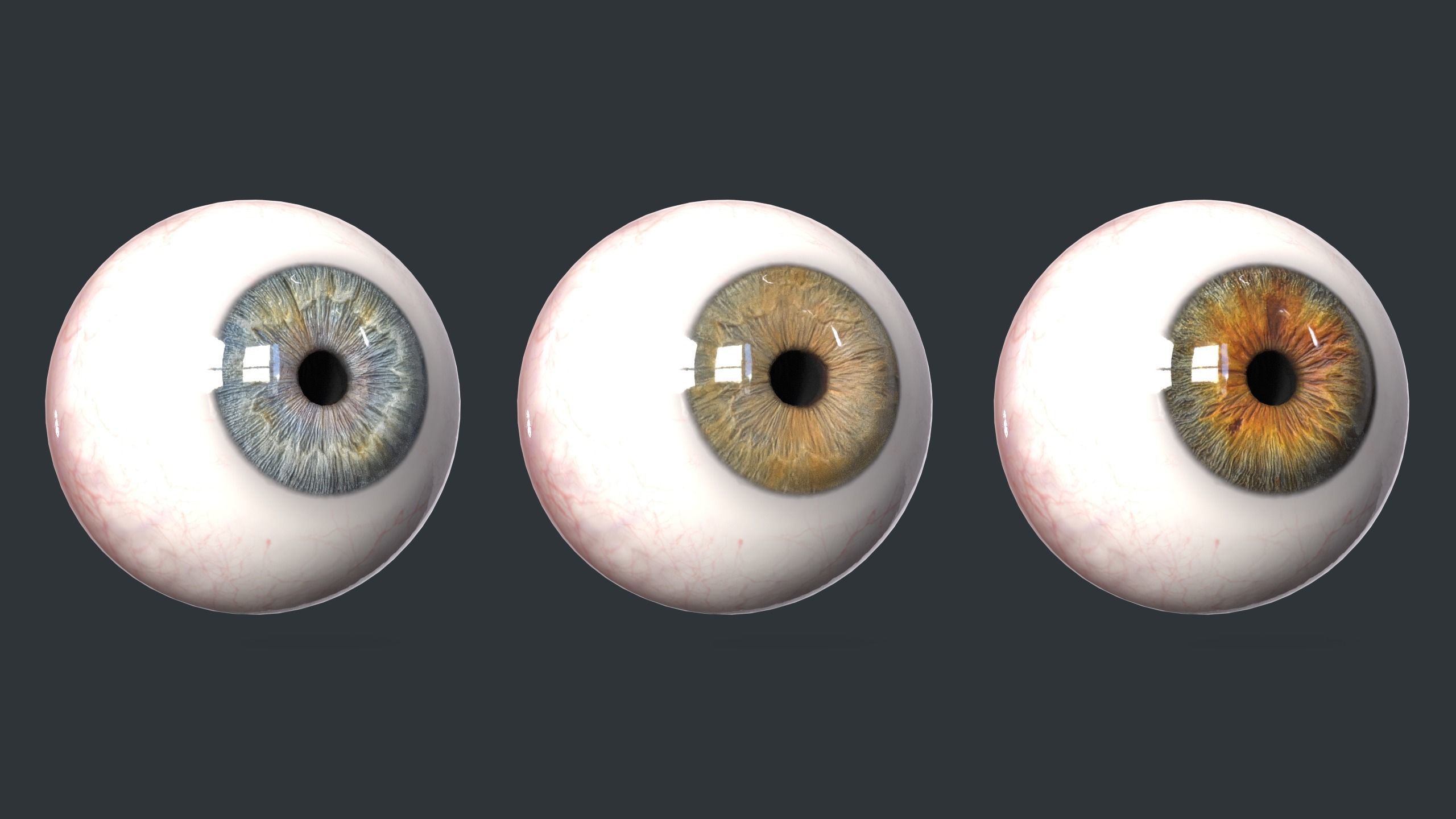 Low poly Eyes collection three human Low-poly 3D model_9